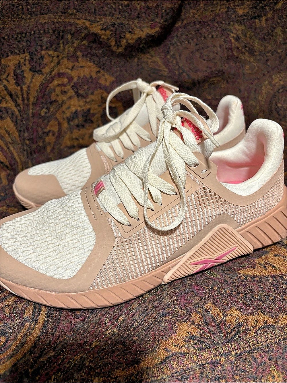 Reebok Women's Checkered Sneakers in Pink & White